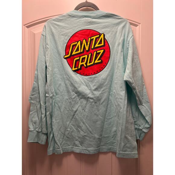 Santa Cruz Men’s Long Sleeve Relaxed Classic Dot Pullover Skate Shirt Sz L Green - Picture 4 of 4